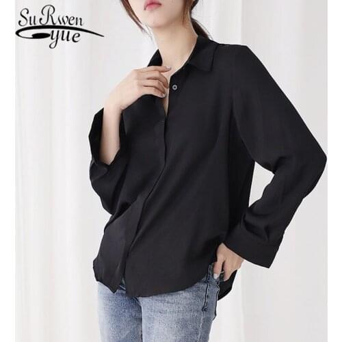 Blusas Mujer De Moda 2021 Office Lady Casual Turn-down Collar Chiffon Women Blouses Elegant Long Sleeve Women Shirts 6070 50