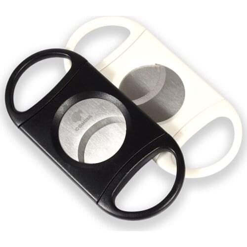 COHIBA Stainless Steel Cigar Cutter Pocket Cigarette Cutter Plastic Travel Cigar Guillotine Mini Accessories