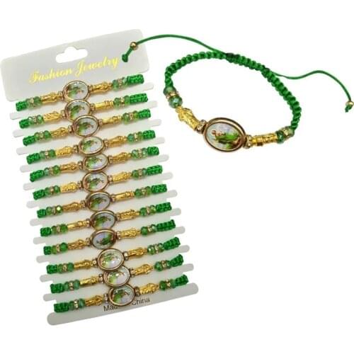 Hot Sale Chiristian Bracelet Handmade Glass Bead Woven Bracelet Adjustable Crystal Religious Bracelet