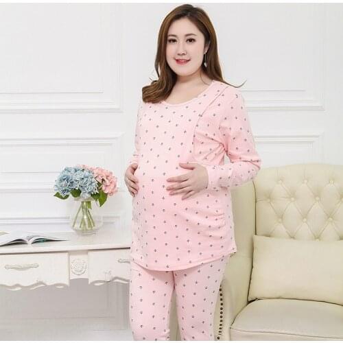 Maternity cotton cotton pregnant womens home service suit ladies pajamas plus size