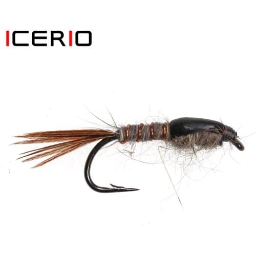 ICERIO 8PCS #12 Hares Ear Nymphs Trout Fishing Fly Lure Baits