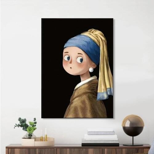 Cute Vintage Famous Painting Mona Lisa Canvas Painting Nordic Posters and Prints Wall Art Pictures for Home Decoration Cuadros