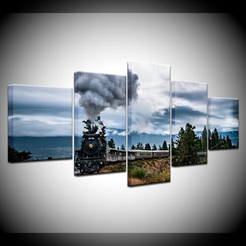 Canvas Painting Funny Train Steam Wall Art Pictures 5 Pieces Modular Wallpapers Poster Framework Print living room Home Decor