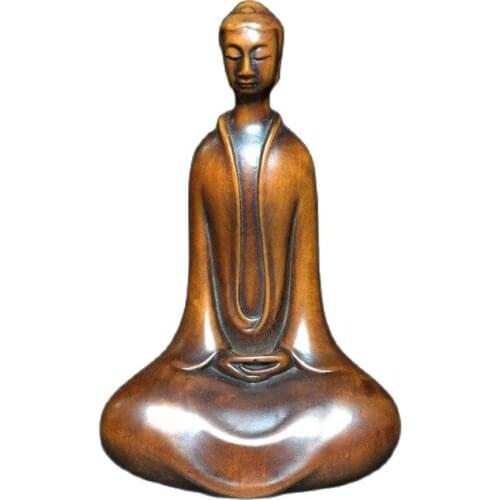 China Old Beijing Old Goods Exquisite Boxwood Carved Buddha Statue