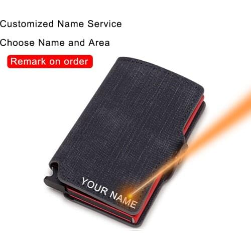 Rfid Card Holder Custom Minimalist Wallet Laser Engraver Personalize Mens Leather Wallet Small Purse With Name Father Day Gifts