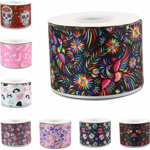 HSD Ribbon free shipping 3" 75mm heat transfer printed Denim fabric series Grosgrain Ribbon 50Yards per Roll