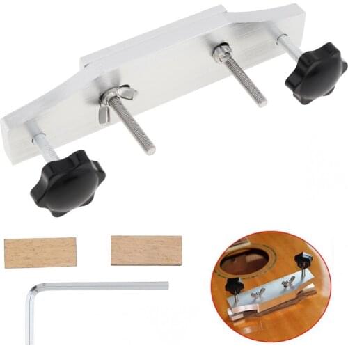 Metal Guitar Bridge Clamp Stainless Steel Guitar Bridge Bonding Tool with 2 Wooden Block Guitars Repair Tool