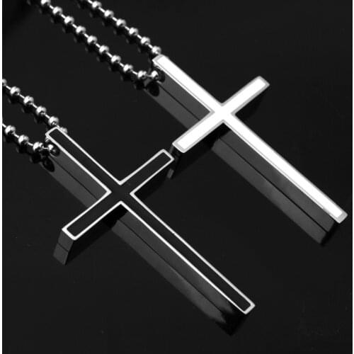 Fashion Mens Hot Various Color Stainless Steel New Cross Pendant Box Necklace