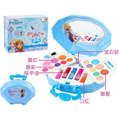 Disney girls frozen 2 Princess elsa anna Cosmetic Makeup set Make Up Kits Cute Play House Fashion Toys kids Gift
