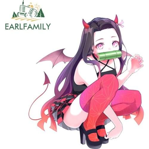 EARLFAMILY 13cm x 10.9cm For Demon Slayer Car Stickers Vinyl Material Decal Graffiti Sticker Waterproof Creative Scratch-Proof
