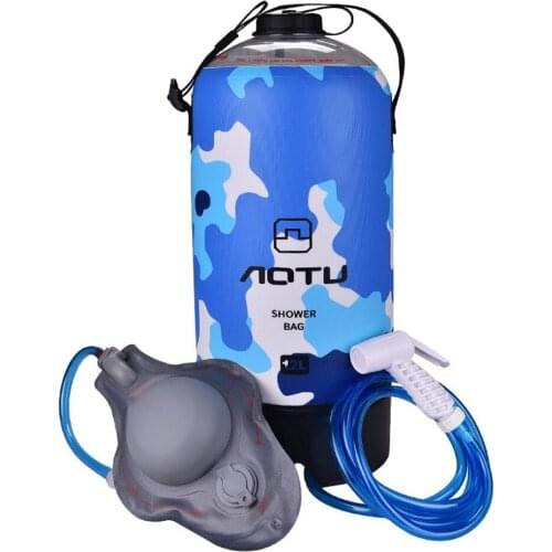 Outdoor 12L Water Bags Camping Shower 3.2Gallons Pouch PVC Portable Bath Bag with Foot Pump and Shower Head