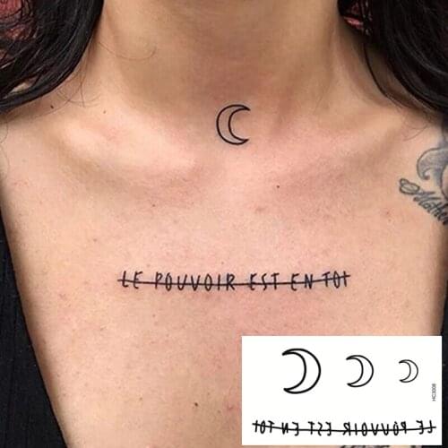 Nu-TATY 25 set Ins style waterproof female durable personality cool dark chest English moon tattoo stickers