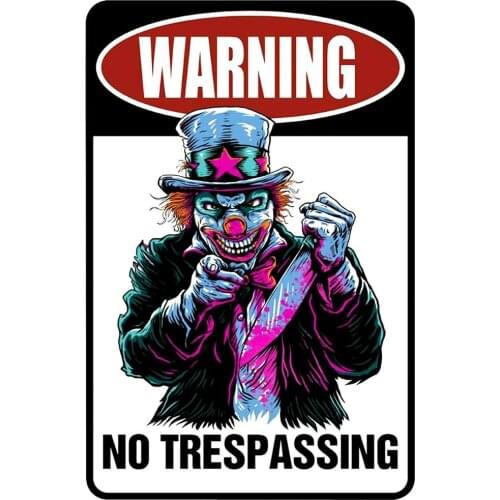 Warning no trespassing joker devil tin metal sign modern metal wall