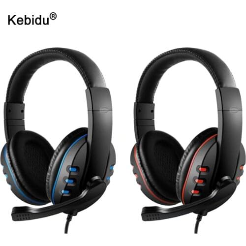 Stereo 3.5mm Wired Headphones with Mic Adjustable Over Ear Gaming Headsets Earphones Low Bass Stereo for PS4 for Xbox One PC