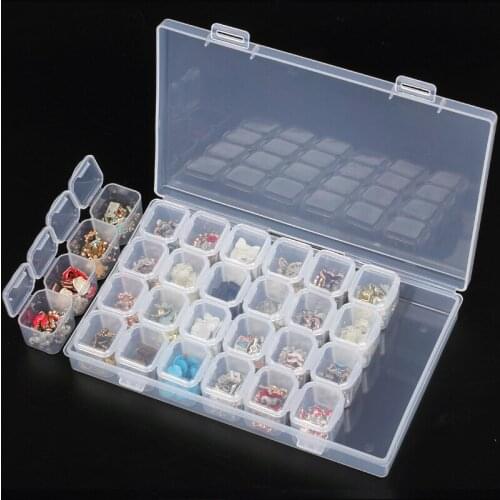 28 Grids Transparent Plastic Beads Display Storage Diamond Embroidery Box Diamond Painting Accessory Case Organizer Holder