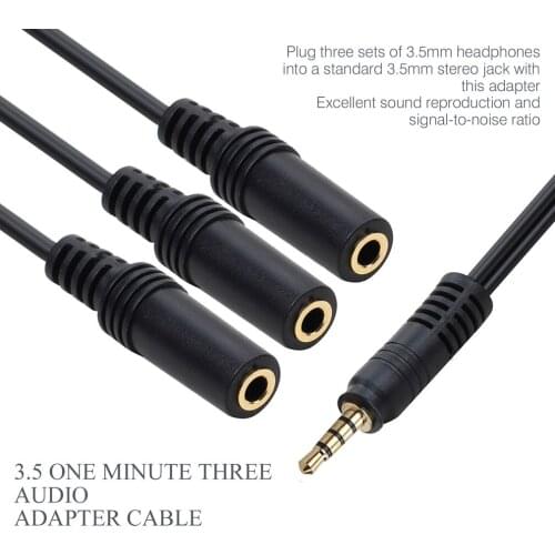 3.5mm 1 To 3 Splitter Cable 30cm 1/8 Inch Male To 3 Stereo Female Jack Socket Headphone Splitter Audio Cable