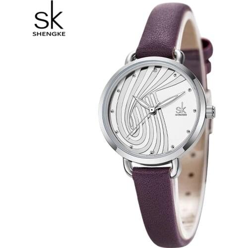 Shengke Women Fashion 3 Colors Quartz Watch Lady Leather Watchband Top Luxury Brand Casual Waterproof Wristwatches