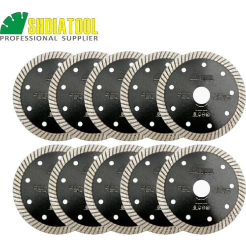 SHDIATOOL 10pcs super-Thin Diamond Turbo Blades Cutting Ceramic Tile Granite SHDIATOOL Diameter 4" 4.5" 5"