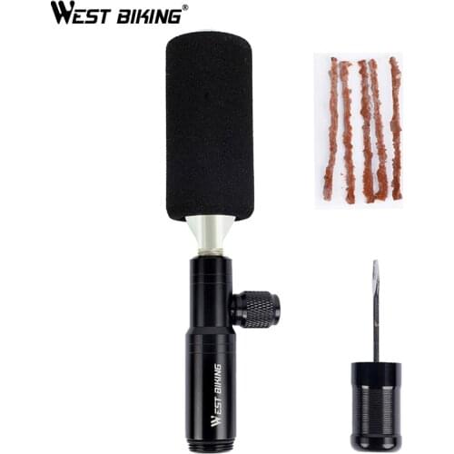 WEST BIKING 2 in 1 Bike Pump CO2 Inflator Bicycle Tire Repair Rubber Strip Bike Tool Accessories Mini Cycling Hand Air Pump