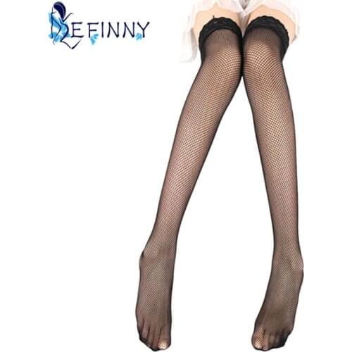 Women Girls Sexy Stockings Lace Top Hollow Fishnet Thigh High Stockings Stylish
