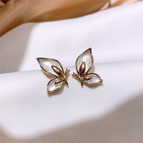 Sweet Women Temperament Personality Cute Butterfly Earrings S925 Silver Needle Stud Earrings Fashion Jewelry