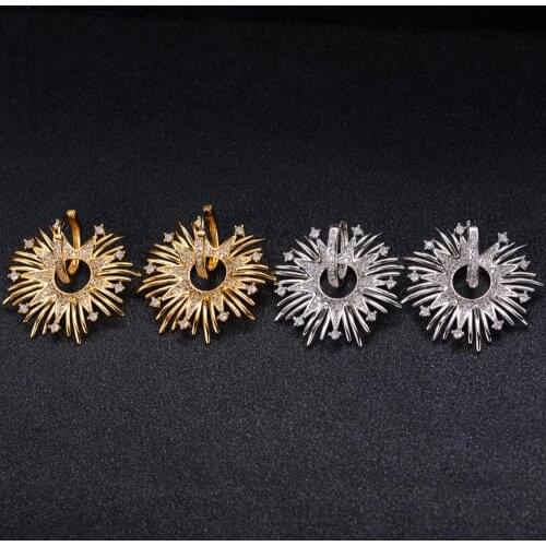 Luxury Statement Hoop Earring For Women Wedding Geometry Full Mirco Cubic Zircon Nigerian Hoop Earrings SE06