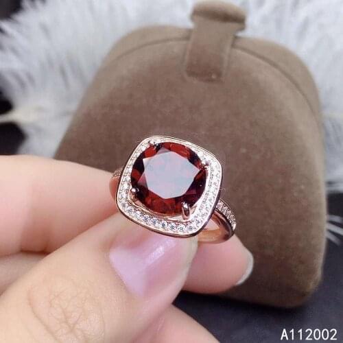 KJJEAXCMY fine jewelry natural garnet 925 sterling silver adjustable gemstone women ring support test beautiful fashion