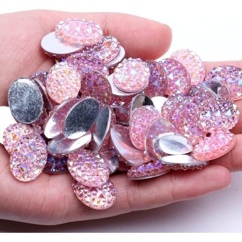 13x18mm 100/40pcs Resin Beads Oval Shape Many Colors Flatback Rhinestones DIY Scrapbooking Crafts Jewelry Accessories