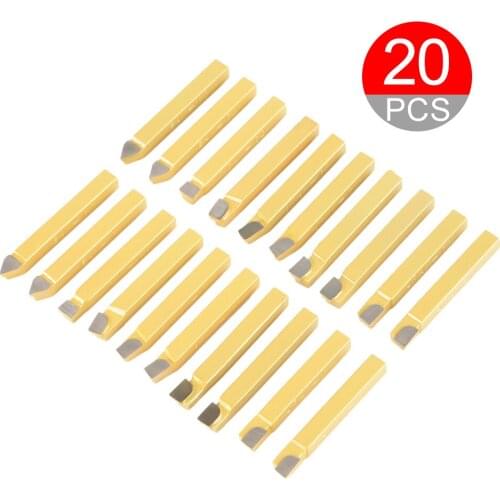 20pcs 1/4-3/8 Inch Metal Lathe Tooling Carbide Tip Tipped Cutter Tool Bit Cutting Set High Hardness Turning Milling Welding Bit