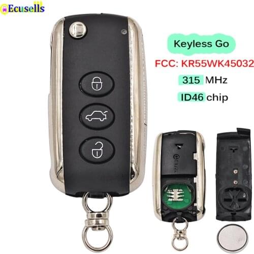 3+1 Button Smart Keyless Go Remote Key ASK 433Mhz ID46 chip for Bentley Continental GT GTC Flying Spur KR55WK45031 with Logo