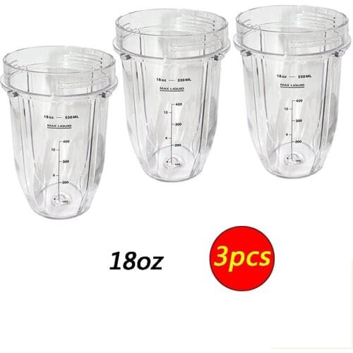 3PCS Portable 18 oz Ounce Cup Spare Replacement Parts Accessories for Nutri Ninja Auto-iQ 900W 1000W and Duo Blenders Juicer