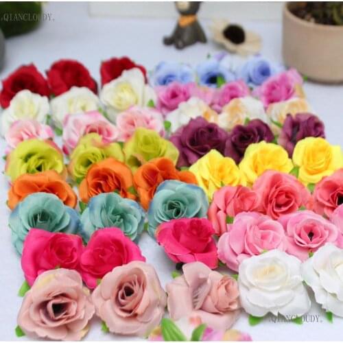 5/30/100 pieces Artificial handmade Rose European Camellia buds Silk flower Heads Floral Craft Garland wedding wreath D76