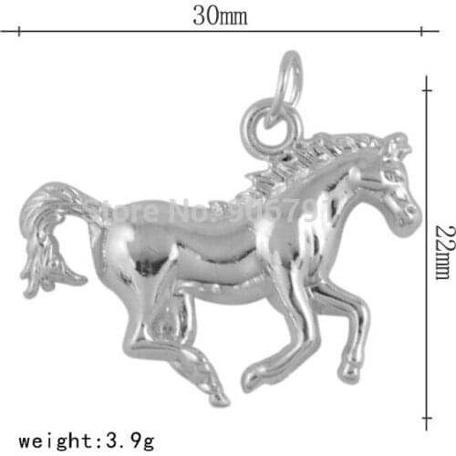 50pcs a lot zinc alloy Rhodium Plated Lead and Nickel Animal Running Horse Pendants