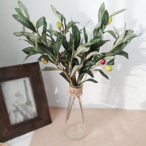 7Pcs/lot Artificial Olive Branch Green Plants Home Table Wedding Decoration Olive Leaf Fake Plant Flowers Accessories