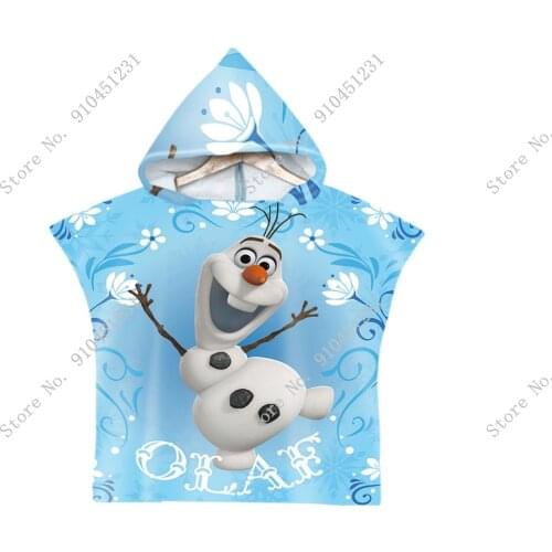 Cartoon Frozen Olaf cloak Hooded Bath Towel Princess bath Towel Boy Girl Baby Adult Beach Towel Swimming Blankets 60x60cm