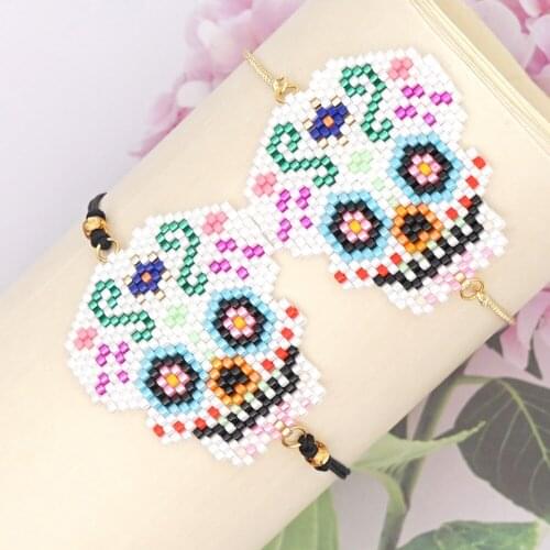 Go2boho 2021 Halloween Skull Bracelet Jewelry Gift Miyuki Beads Hand Woven Adjustable Bracelets Jewellery