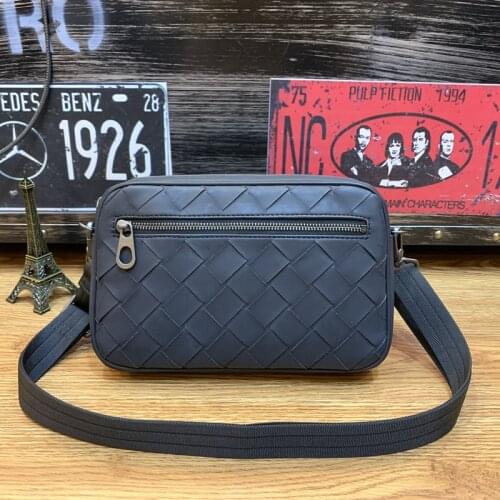 Kaisiludi Leather knit man bag hand bag camera bag multi-functional fashionable man single shoulder bag mini messenger bag