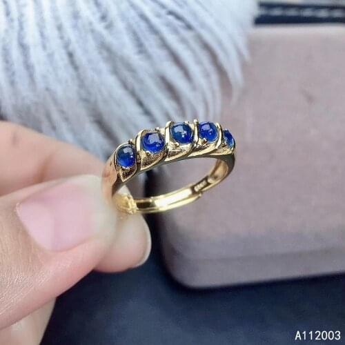 KJJEAXCMY fine jewelry 925 sterling silver inlaid natural gemstone sapphire new Female ring elegant Support Detection