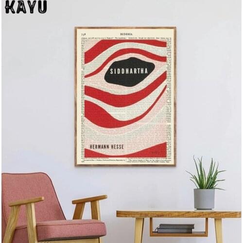 Siddhartha Book Encyclopedia Page Canvas Print Hermann Hesse Poster Mid Century Modern Wall Art Painting Study Living Room Decor