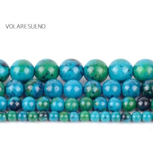 Chrysocolla Stone Round Loose Beads For Jewelry Making 4-12mm Spacer Beads Fit Diy Bracelet Necklace Accessory15