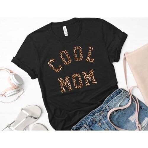 Mom Happy Mama Leopard Shirt Graphic Short Sleeve Top Tees 100% Cotton O Neck 2021 Harajuku Female Tshirts Streetwear harajuku