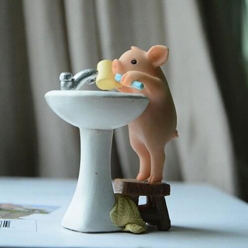 Cute pig mascot ornaments home garden Miniature kids desk toys decoration Simulation animals crafts groot flower pot