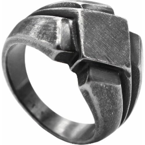 Punk Black Rings for Men Alloy Geometric Exaggeration Knuckle Rings Symbol of Rider