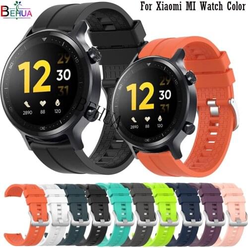 BEHUA Soft Silicone 22mm Watchband Strap For Realme Watch S Smart Replacement Wristband For Xiaomi MI Watch Color Belt Bracelet