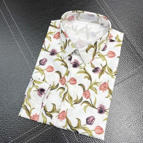 Brand Shirt Men Casual Slim Business Male Dress Shirts Long Sleeve Cotton Printed Chemise homme Plus size Camisas