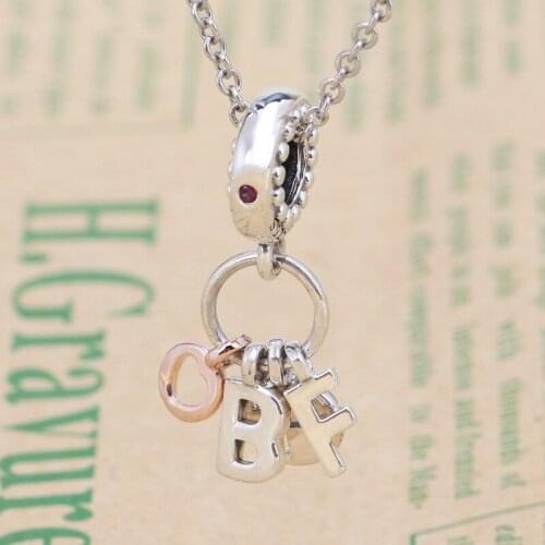 S925 Sterling SilverJewelry Forever Best Friends Hanging Ornament Pendant Diy Bracelet Accessories Charms