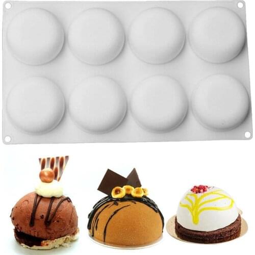 Silicone Mold 8 Cavity Round Shape Cake Mold Decorating Tools Ice-Creams For Baking Chocolate Mould Dessert Truffle Mousse H1K9