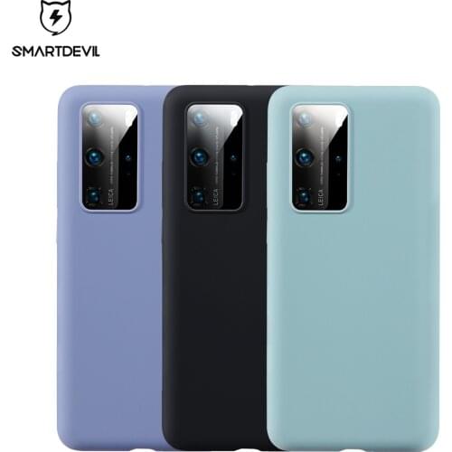 SmartDevil soft silicone phone case for huawei P40 pro P40 lens protective film candy color back cover Solid Color Silicone