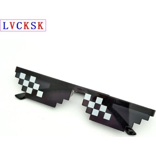 Mosaic Pixel Sunglasses Women Men Black Party Club Bar Spectacles Anime Cartoon Happy Funny toy Trick Toy Thug Life Glasses L3
