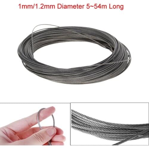Hot High Quality 1mm/1.2mm Diameter Steel Wire Cable 304-Stainless-Steel Flexible Wire Rope 5~54m Long Soft Lifting Cable 1pcs